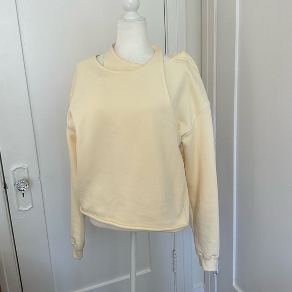 Source Unknown Double Asymmetric Layer Cream Beige Sweatshirt One Size - Picture 7 of 14